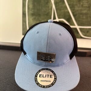 Light Blue and Black Snapback Hat